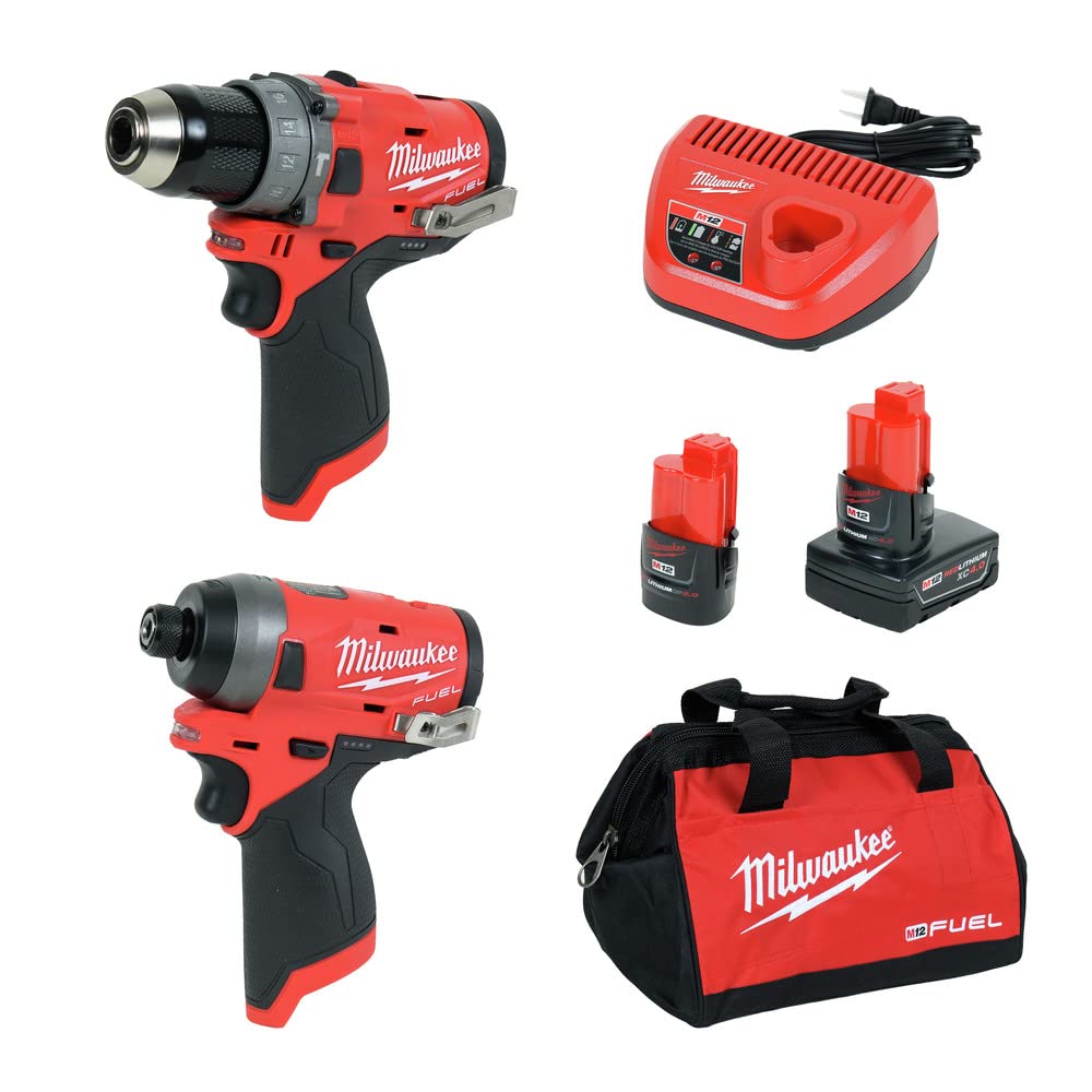 New, Milwaukee Electric Tools 2598-22 M12 Fuel 2 Pc Kit- 1/2" Hammer D,/4" Impact
